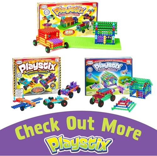 POPULAR PLAYTHINGS Playstix, Starter Set 80 Piece, Building Sticks Kit - Image 6