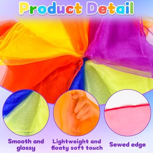 NEBURORA Juggling Scarves Square Colorful Play Scarve for Dance Magic Tricks Performance Props Scarf Accessories - Image 3