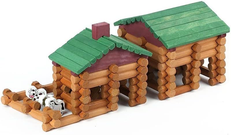 Wondertoys 170 Pieces Wood Logs Set Ages 3+, Classic Building Log Toys for Boy, Creative Construction Engineering Educational Gifts by Wondertoys