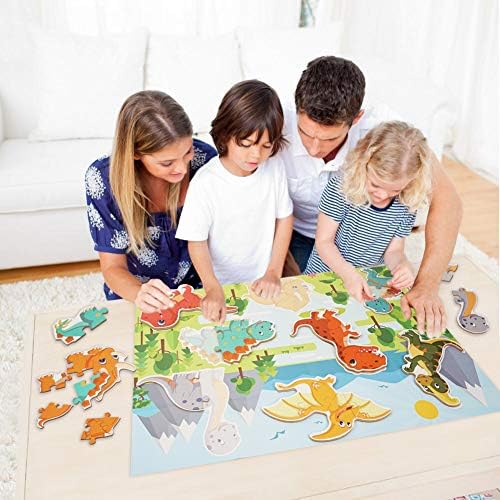 BEESTECH Beginner Dinosaur Puzzles for 3, 4 Year Old Toddlers, 8 Pack Jigsaw Educational Learning Puzzles for Toddlers, 8 Different Dinosaurs with Dinosaur World Map - Image 6