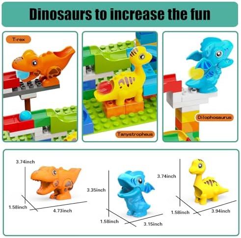 Klobroz Dinosaur Marble Run, Building Blocks for Toddlers 3 4 5 6 7 8+ - Image 4