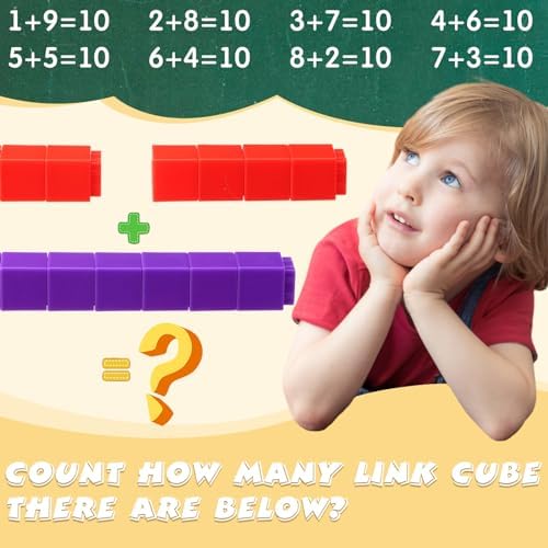 Jenaai 500 Pcs Linking Cubes with Storage Box, Colorful 2cm Math Counting Blocks, Stem Classroom Manipulatives, Back to School Gifts for Preschool Homeschool Teacher Kids(Yellow) - Image 5
