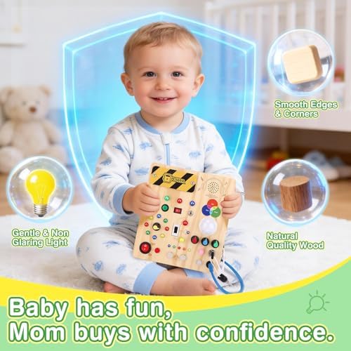 Grarain Busy Board for Toddlers - Montessori Educational Toy for 1-3 Year Old Boys & Girls | Travel-Friendly Sensory Learning Activity | Ideal for Kids with Autism(Busy Board v4) - Image 4