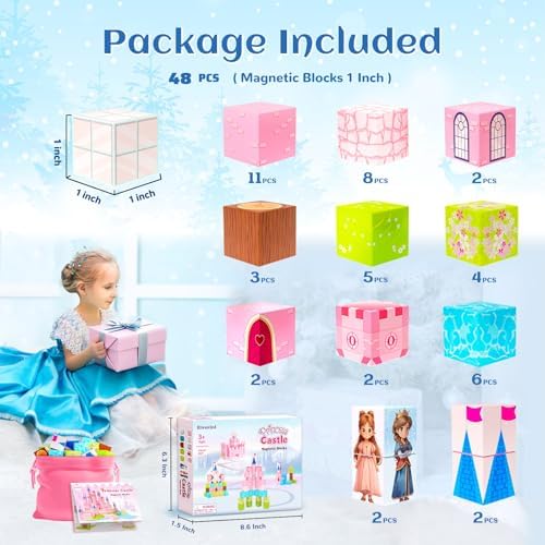 Hiwawind Updated Princess Magnetic Blocks for Girls, Princess Castle Magnetic Building Toys, STEM Montessori Sensory Toys for Toddlers 3-4 5-6 7-8, Creative Birthday Gifts for 3+ Year Old Girl - Image 2