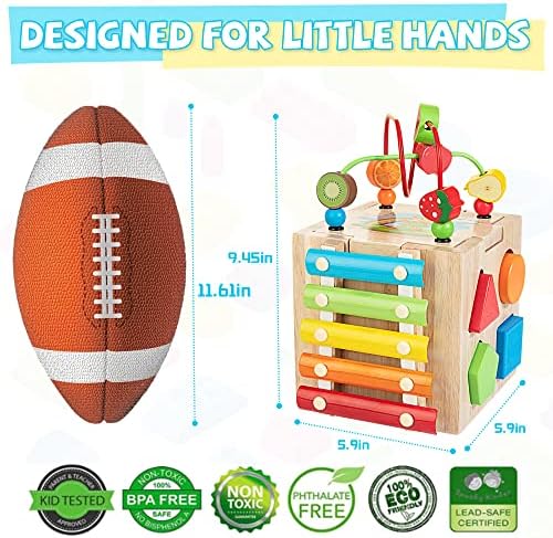 Bravmate Wooden Activity Cube, 8-in-1 Wooden Montessori Learning Toys for 18 M+ Toddlers, One Year Old First Birthday Gift, Baby Toy Set with Bonus Sorting & Stacking Board - Image 6