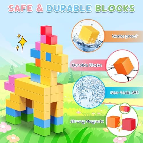 100PCS Magnetic Building Blocks, Sensory Square Construction Set, Ages 3+ - Image 2