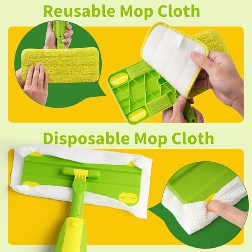 Kids Spray Mop, Fun & Functional Toddler Mop Cleaning Set,Real Working Mini Mop, Pretend Play Toy –Includes Spray Bottle,Washable Microfiber Pads, Montessori Kids Cleaning Toy Set -Green - Image 4