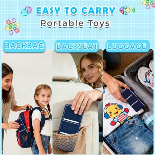 Mini Magnetic Tiles Travel Set with Case 30pcs, Magnet Travel Toys - Image 2