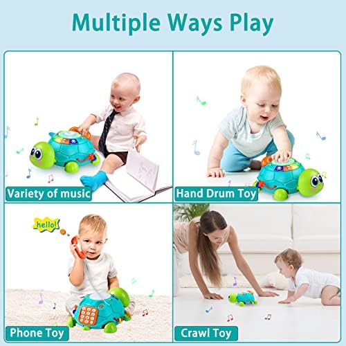 Ussybaby Baby Crawling Toys 6 to 12 Months, Infant Turtle Musical Toys with Phone Hand Drum，Baby 7 8 9 10 11 Months 1-2 Year Old Boy Girl Gift Green - Image 4