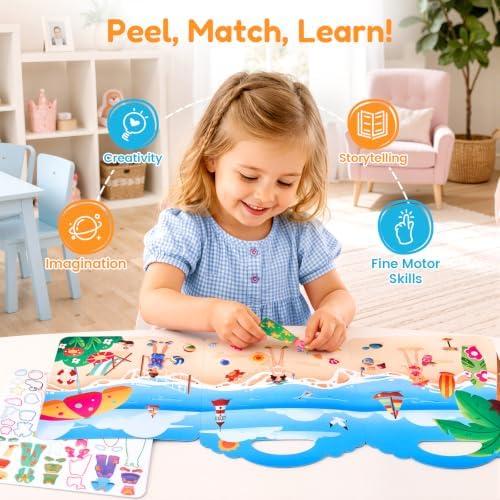 JoyCat Reusable Dress Up Sticker Books, 3-Pack, City Seaside Dreams - Image 5