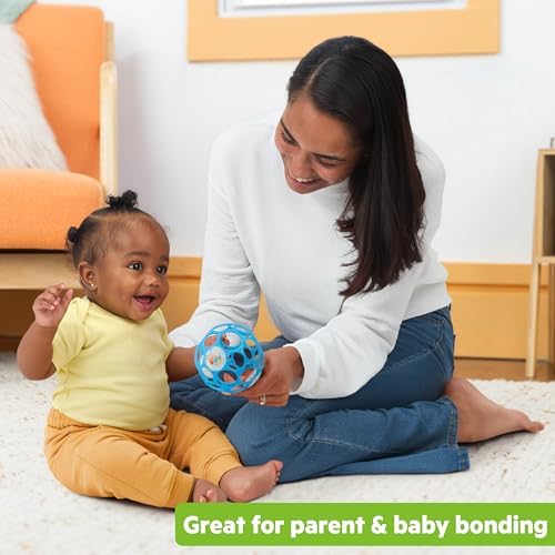 Bright Starts Oball Easy-Grasp Rattle BPA-Free Infant Toy in Blue, Age Newborn and up, 4 Inches - Image 5