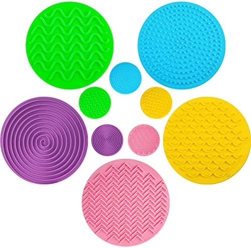 Lenwen 10 Pcs Sensory Mat Discs Sensory Stepping Circles Pads Textured Tactile Toys Stimulation for Calming Play and Early Learning Kids Matching Game Disorder Children ADHD(Candy Color) by Lenwen