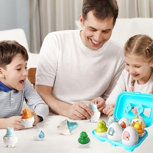 Tinabless Hide & Squeak Dinosaur Eggs, Montessori Sorting & Matching Learning Toys for Toddlers Kids Boys Girls, Easter Basket Stuffers Gifts Party Favors - Image 5