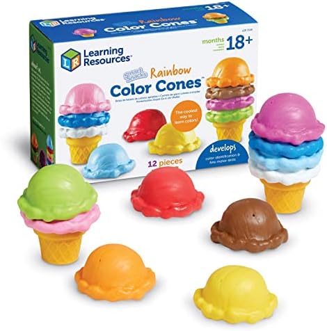 Learning Resources Smart Snacks Rainbow Color Cones - Ice Cream Toy Scoop, Sensory Play Food, Fine Motor for Toddlers, Color Sorting and Stacking , Montessori Kitchen, Preschool Activities by LearningResources