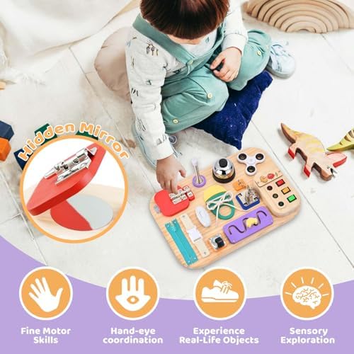 Potatomato Montessori LED Busy Board for Toddlers, Wooden Sensory Toy Kids - Image 3
