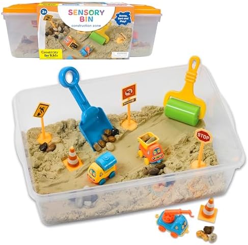 Creativity for Kids Sensory Bin: Construction Zone Playset - Preschool Learning Activities, Excavator Toys for Boys Ages 3-5+, Outdoor Toys and Gifts for Kids by CreativityforKids