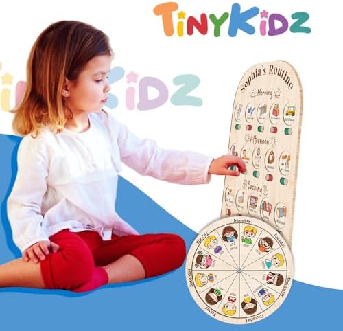 Personalized Wooden Daily Routine with Emotion Wheel, Daily Chore Chart for Kids, Behavior Chart at Home for Toddler, Visual Schedule with Feeling Wheel for Kids Boys Girls - Image 3