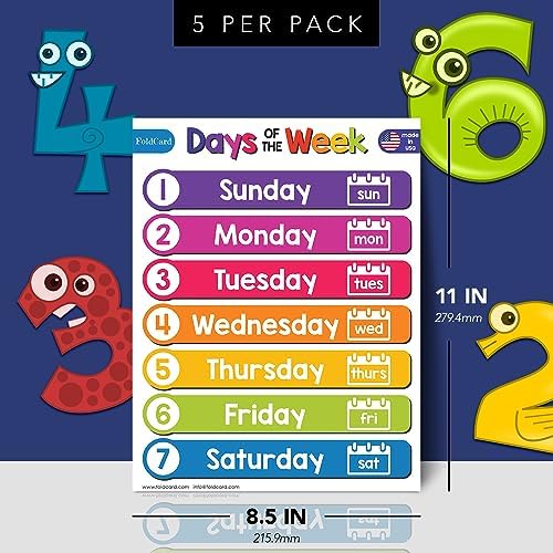 FoldCard Days of the Week Chart Educational Poster 8.5x11 5pk - Image 2