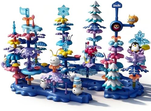 Ice Flower Garden Building Toy Set, 136 PCs Giant Snow Theme Blocks for Kids Ages 4-8, Advanced Arctic Animals Playset with 10 Figures, Ultimate Open-Ended Gift for Girls ( ICY-World-L3) by SUPUZZ