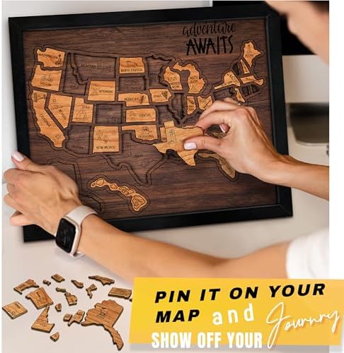 flinelife USA Landmarks Travel Map, 13x11, Wooden USA Map Puzzle, Perfect For Couples and Families Gift - Image 3