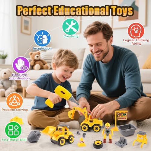 LUDILO 4PCS Take Apart Construction Toys for 3 Year Old Boy Birthday Gift - Image 4