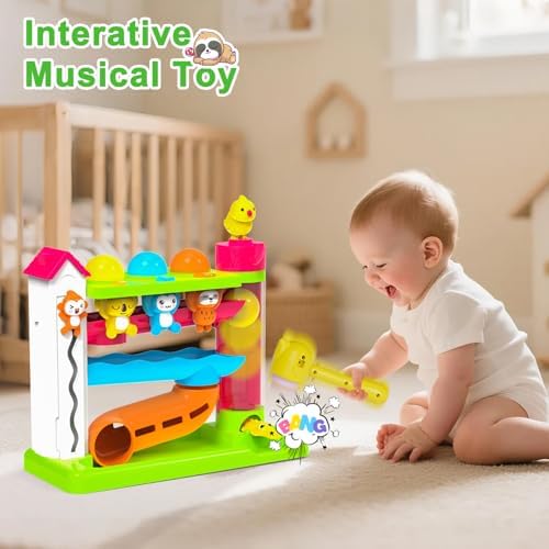 VOILBTOY Musical Toy for 1-2 Year Old Girls,Educational Toys,Ball Drop Toy with English & Spanish,Fine Motor Toys for Kids 1-3,Birthday Gift for 1+ Year Old boy (Green) - Image 4