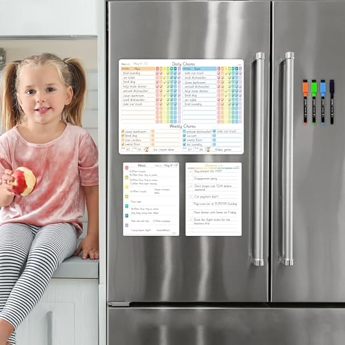 JJPRO Magnetic Chore Chart for Kids Multiple Kids, Adults-Behavior Reward Chore Chart for Fridge Weekly Menu Planner and to Do List for Fridge with 4 Markers - Image 6