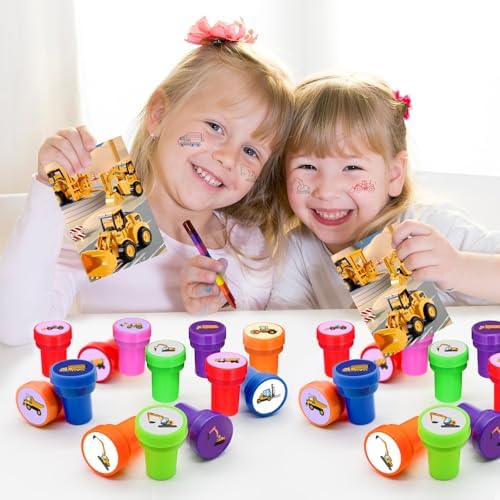 Cinrobiye 24 Pcs Construction Stampers Party Favor Set, Cute Building Site Stamps for Kids Birthday Party, Classroom Rewards, Educational Toys, Goody Bag Fillers, Construction Themed Party Supplies - Image 6