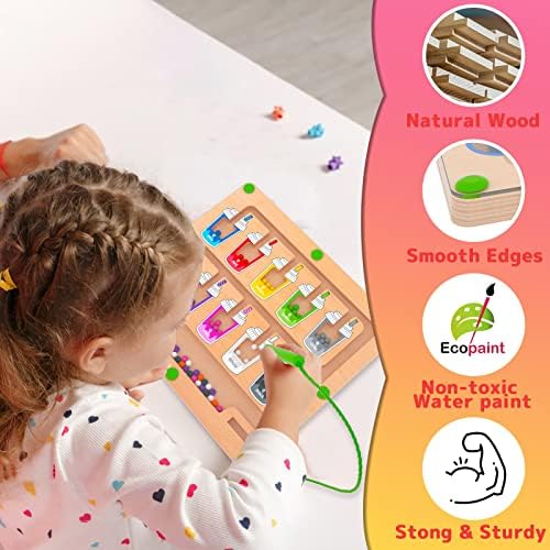 MTYOKILN Magnetic Color and Number Maze, Montessori Wooden Magnet Puzzle Game Board for Toddlers, Learning & Education Toys for Preschoolers, Fine Motor Skills Toys for Boys Girls 3-5 Years Old - Image 6