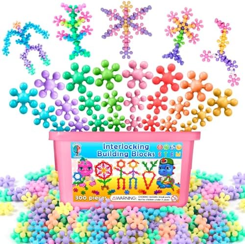 Curious 2 Learn 300pcs Pastel Building Blocks STEM Toy – Montessori Interlocking Discs Set for Kids 3+ | Educational Construction Set | Creative Gift for Girls & Boys | Safe, Durable & Colorful by Curious2Learn