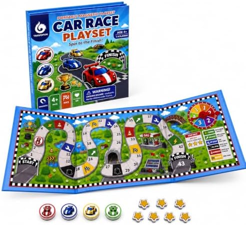 TRAVOFUN Magnetic Car Race Game | Travel Games for Kids Ages 4-8 by TRAVOFUN