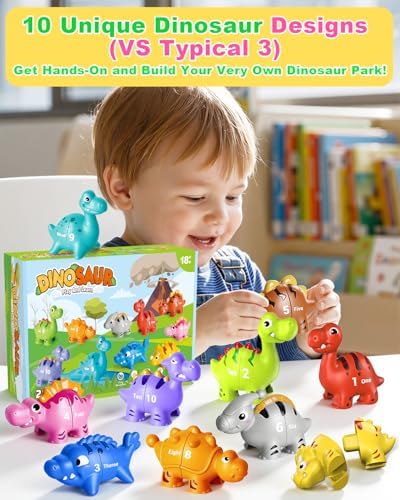 Dinosaur Number Learning Toys for Toddlers Kids 3-5, 10 Unique Dinos - Image 2
