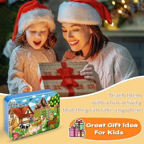 LELEMON Puzzles for Kids Ages 4-6,60 Piece Puzzles for Kids in a Metal Box - Image 6