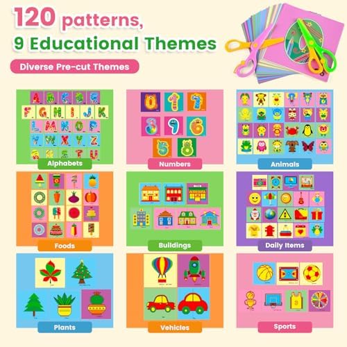 Koogel Toddler Scissors Practice Kit, 2 Safety Scissors & 120 Craft Papers - Image 3