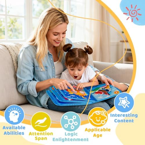 DEGIDEGI Montessori Busy Book for Toddlers, Educational Sensory Activity Book with Life Skills Training, Quiet Travel Toy for Car and Airplane, (Deep Blue) - Image 5