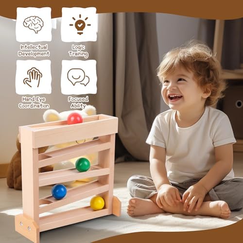 Montessori Ball Drop Toy for 2 3 Year Old, Wooden Ball Drop Toy Wooden Ball Tower for Toddlers, Pound a Ball for Toddlers Early Childhood Education Visual Tracking for Boys Girls Gift - Image 3
