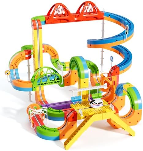 152 pcs KlickRail Electric Train Set Race Track for 3 4 5 6 7 8 Years Old by CalfQueen