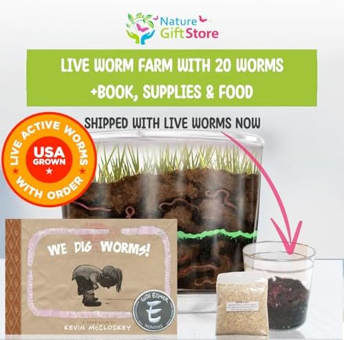 Worm Farm for Kids Kit with 20 Live Worms, Food, Book, All-in-One Bundle - Image 2