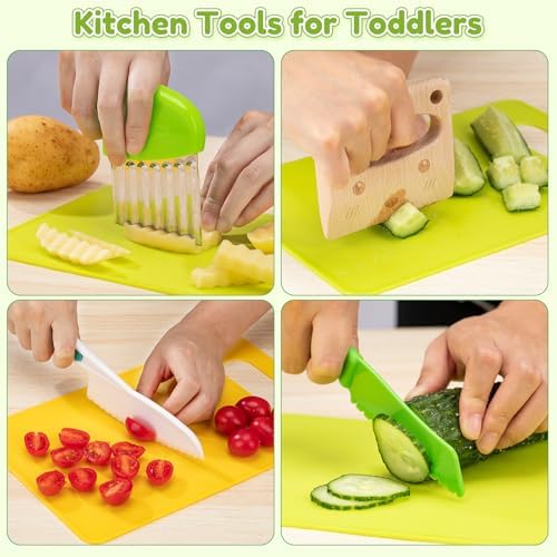 OLANRUN Kids Knife Set for Real Cooking - 13PCS Toddler Knives Cooking Sets - Kitchen Tools Montessori Toys for Kids Toddler 3 4 5 6 7 8 9 10 11 12 Year Old - Birthday Christmas Stocking Stuffer Gifts - Image 3