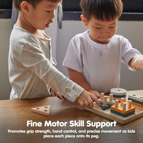 PlanToys® Geometric Sorting Board Orchard Shade, Montessori Kids Shape Toy - Image 6