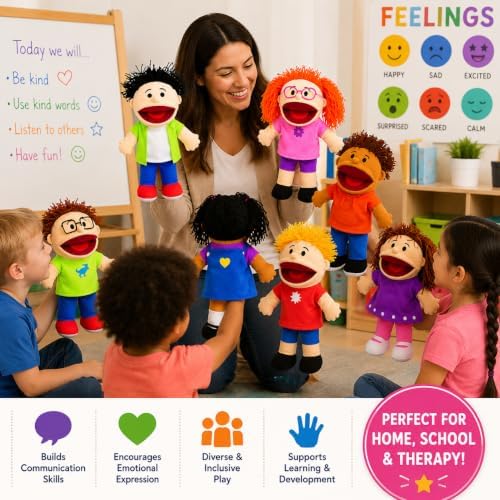 Fun Express Hand Puppets for Kids, 8 Multicultural, 14 Inch - Image 3