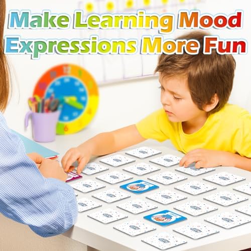Aizweb Feelings Emotions Match Game,Memory Game,Social Emotional Learning Activities,Toddler Baby Flash Cards,Calm Down Corner Supplies,Educational Toys for Pre K Preschool Kindergarten Autism ADHD - Image 5