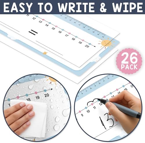 Number Line Dry Erase Boards Cards, 26 Pack 4x14 Boho Theme - Image 5