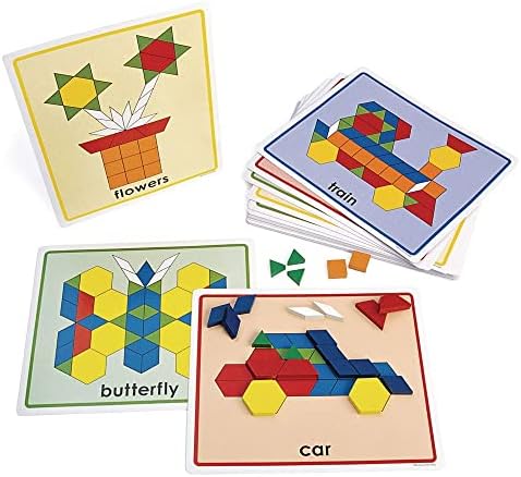 Excellerations Pattern Block Picture Cards Set of 20 for Kids Classroom Supplies (Item # PATCARD) by Excellerations