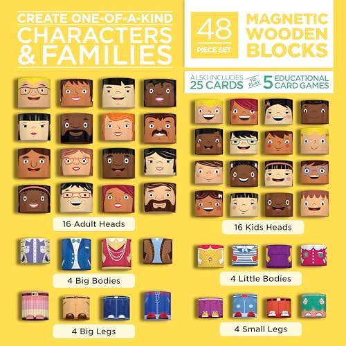 48-Piece Magnetic Wooden Figures with Activity Cards - Image 3