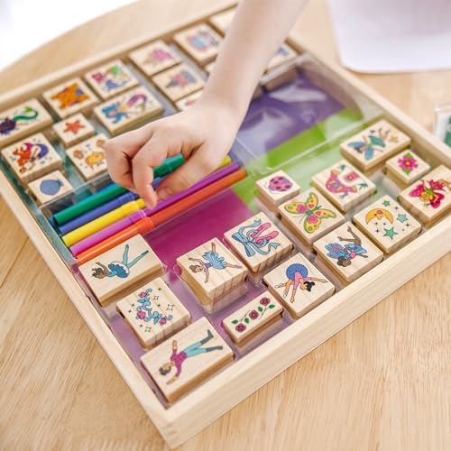 Melissa & Doug Fairy Tale Deluxe Wooden Stamp & Coloring Set - Image 2