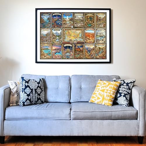 Think2Master America the Beautiful 1000 Pieces Large Format Jigsaw Puzzle: 13+, Teens, Adults & Families. USA's Most Famous Destinations in Vibrant, Vintage-Style Travel Posters. Size: 26.8” X 18.9” - Image 3