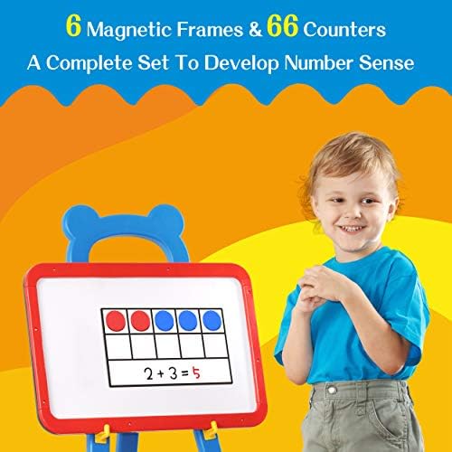 Magnetic Ten-Frame Set,6 Frames(with Blank Writing Space) and 66 Colorful Discs with 2 Markers (Upgraded Version for Fridge & Hand-held) - Image 6