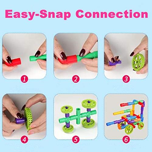 burgkidz 426 Pieces Toy Pipe, Creative STEM Tube Locks Construction with Wheels and Mini Baseplate, Interlocking Educational Sensory Kit, Preschool Learning Toys for Boy and Girls Ages 3+ - Image 5