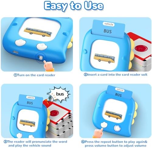 Kidzdo 520 Words Talking Flash Cards, Birthday Gifts for 3 4 5 6 Year Old Boys, Early Education Learning Toys, Blue - Image 2